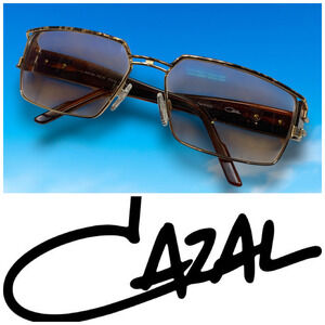 Cazal Square Sunglasses Model 924 Frames Only Full Rim Brown & Gold 57-16-135